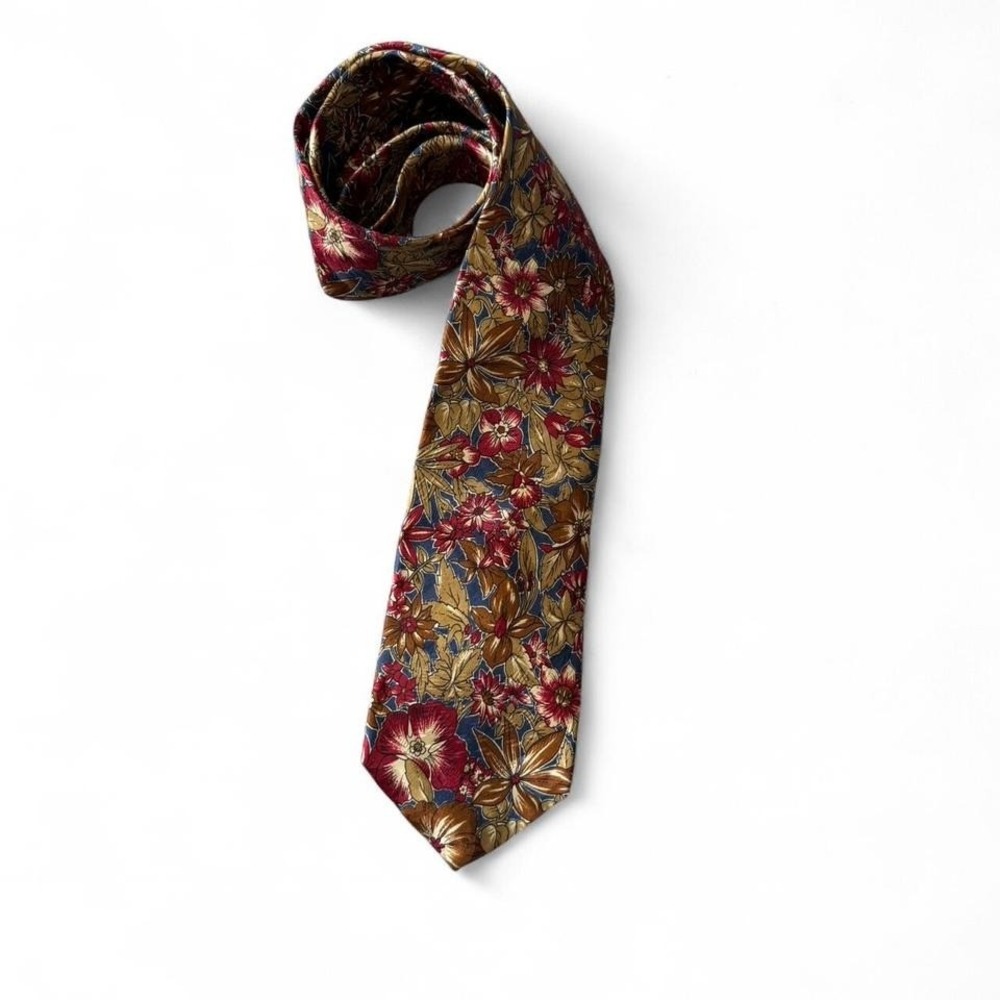 Vintage‎ Embassy Square Colorful Red, Blue, and Gold Floral Tie